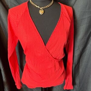 WILD FABLE Valentines Day Red V-Neck Ribbed Top XXL